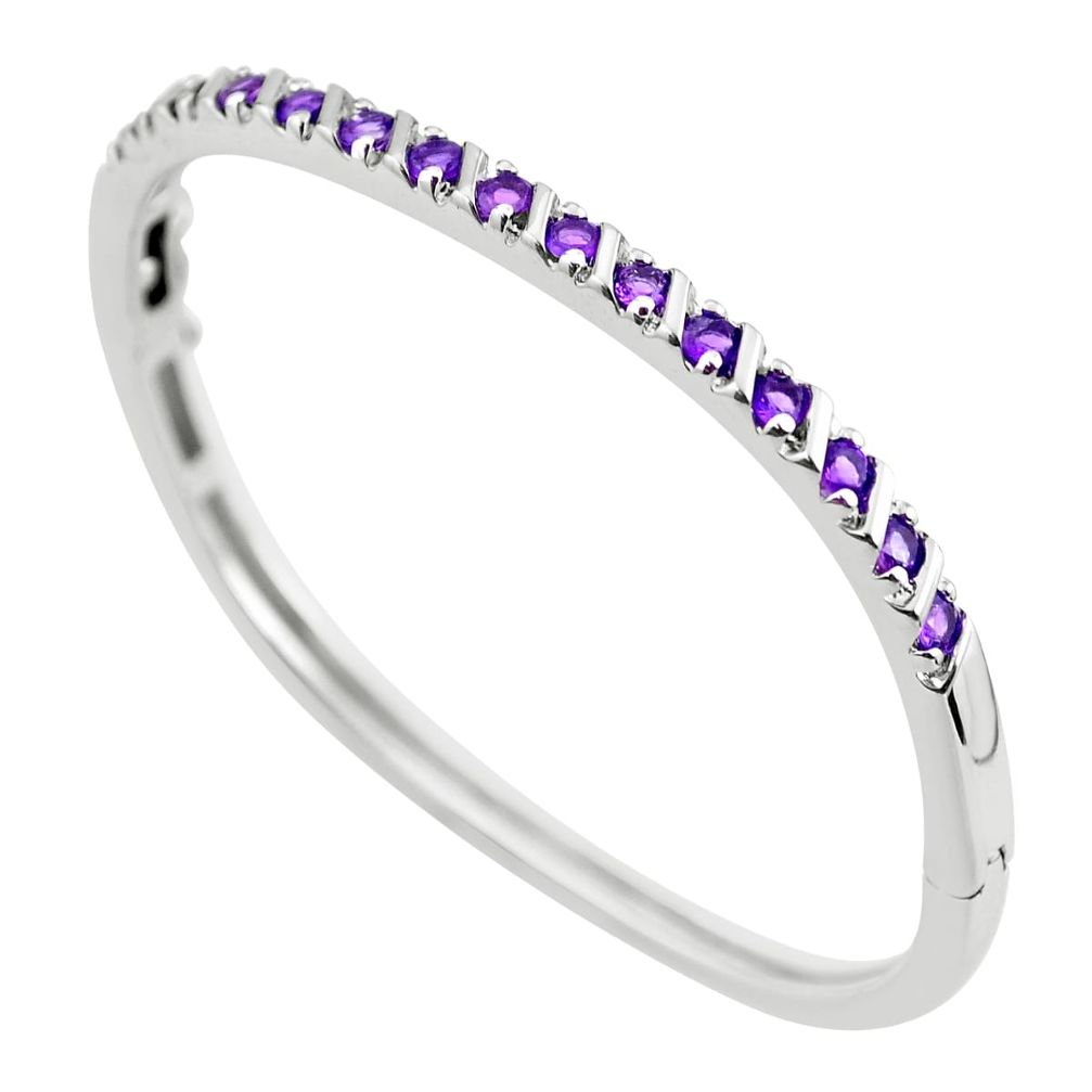 925 sterling silver 4.00cts natural purple amethyst round bangle jewelry c3372