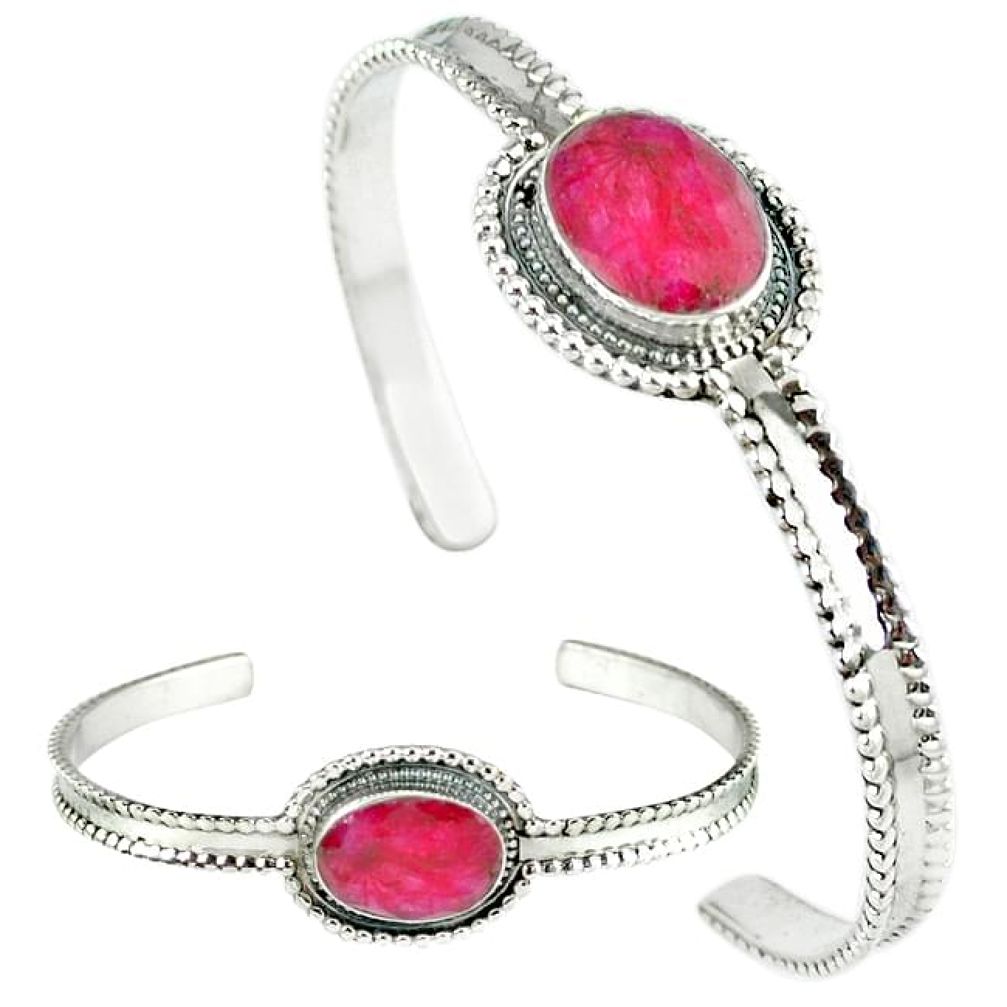 Natural red ruby 925 sterling silver adjustable bangle jewelry j46383