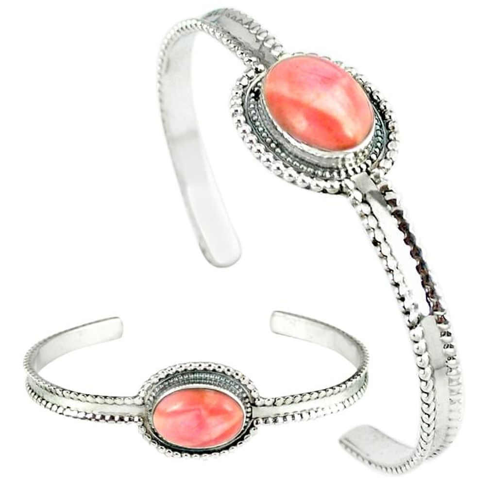 Natural pink opal 925 sterling silver adjustable bangle jewelry k28287