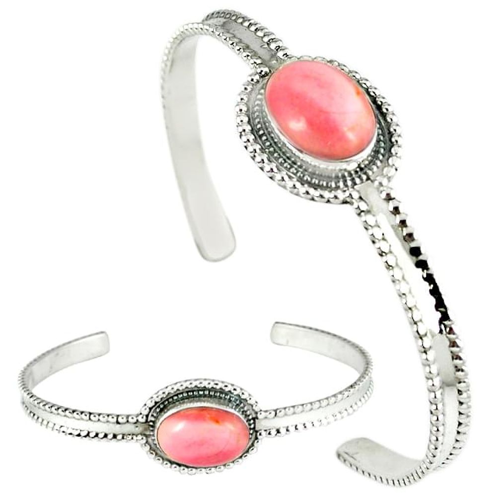 925 sterling silver natural pink opal adjustable bangle jewelry k28288