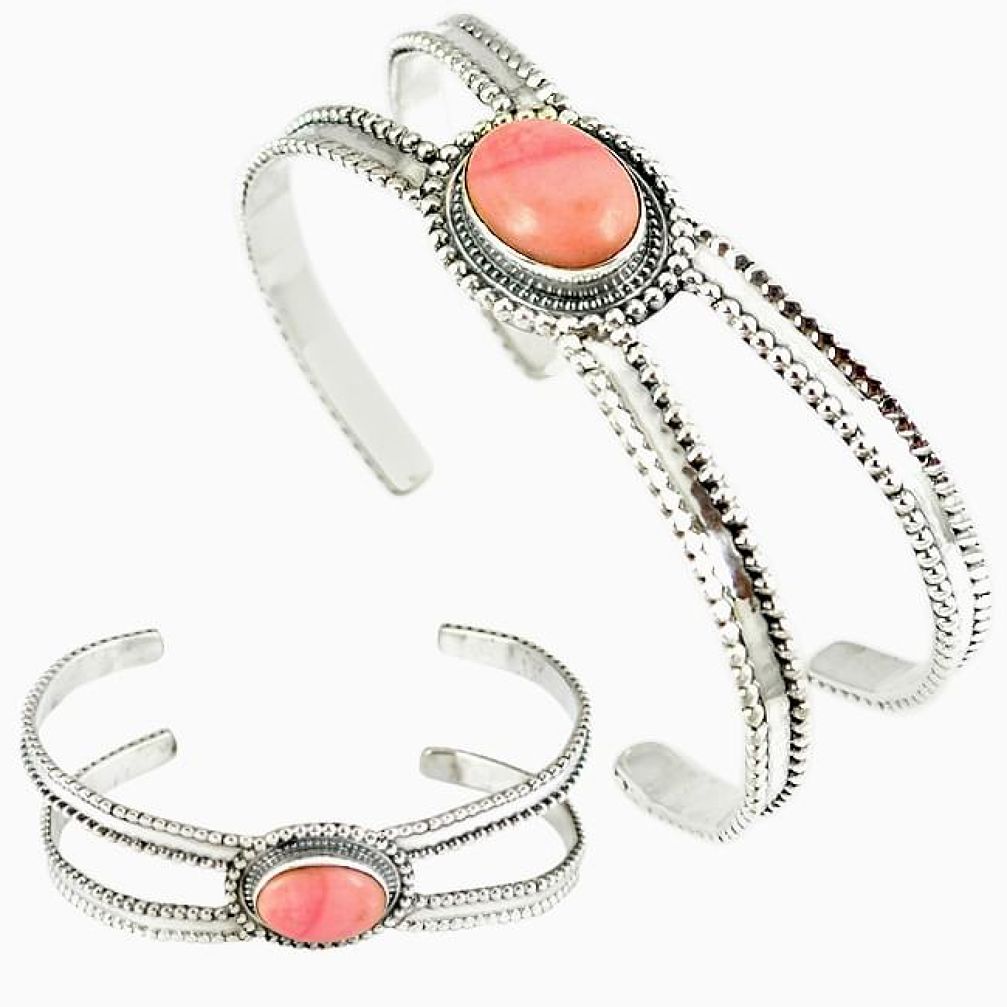 Natural pink opal 925 sterling silver adjustable bangle jewelry k28319