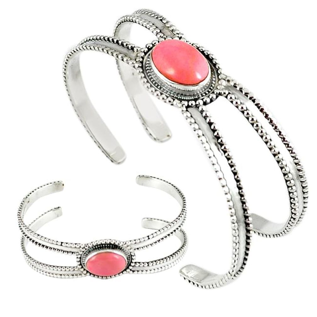 Natural pink opal oval 925 sterling silver adjustable bangle jewelry k28320