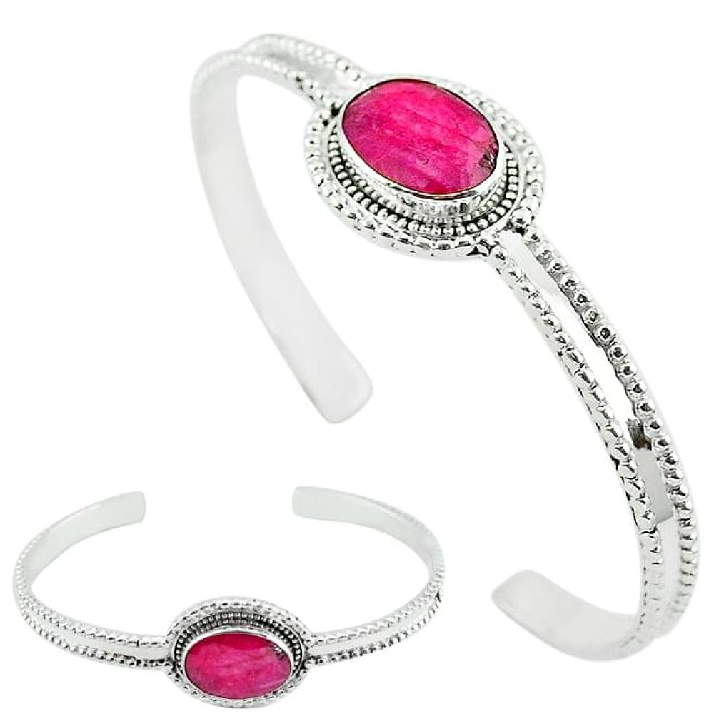 Natural red ruby 925 sterling silver adjustable bangle jewelry k61643