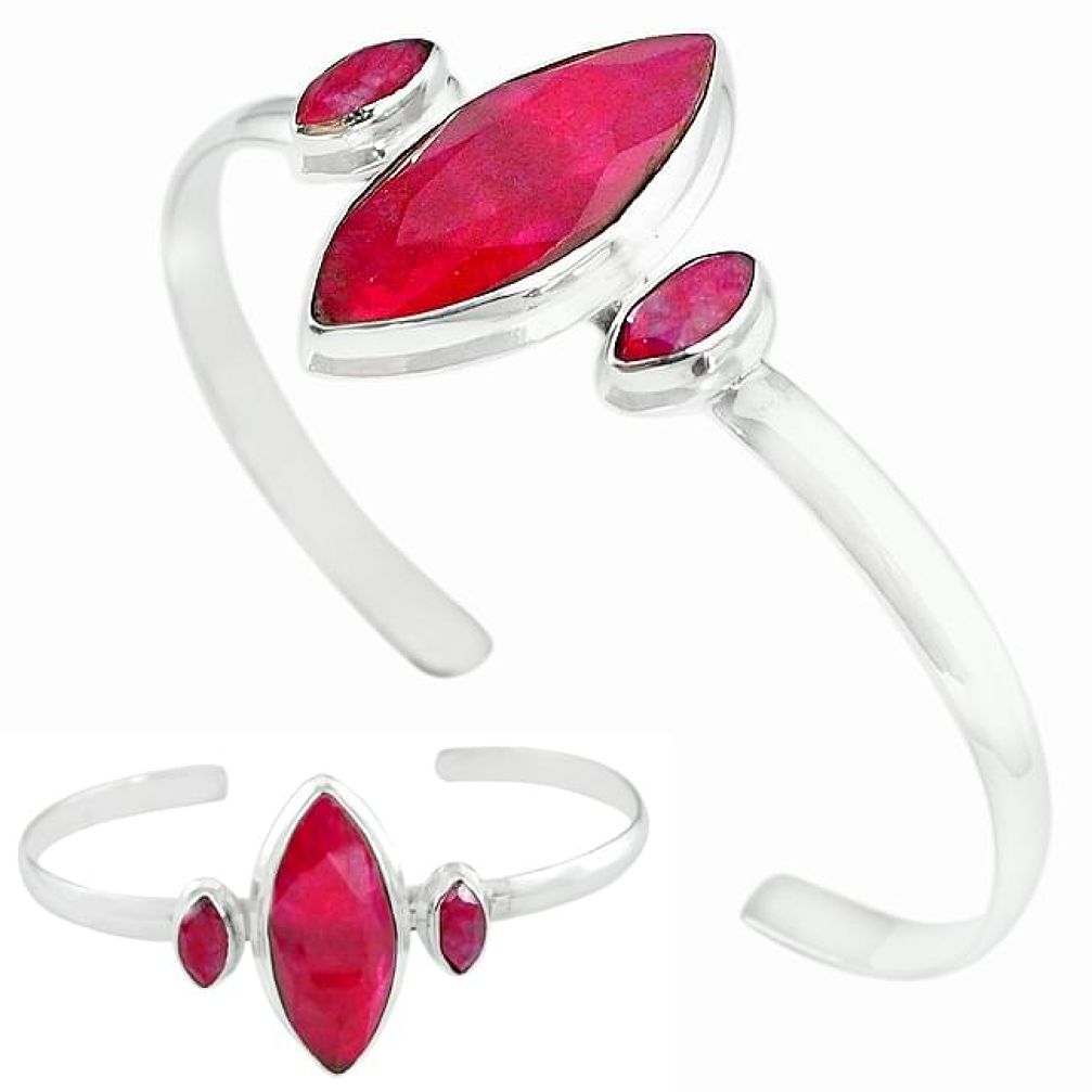 Natural red ruby 925 sterling silver adjustable bangle jewelry k61651