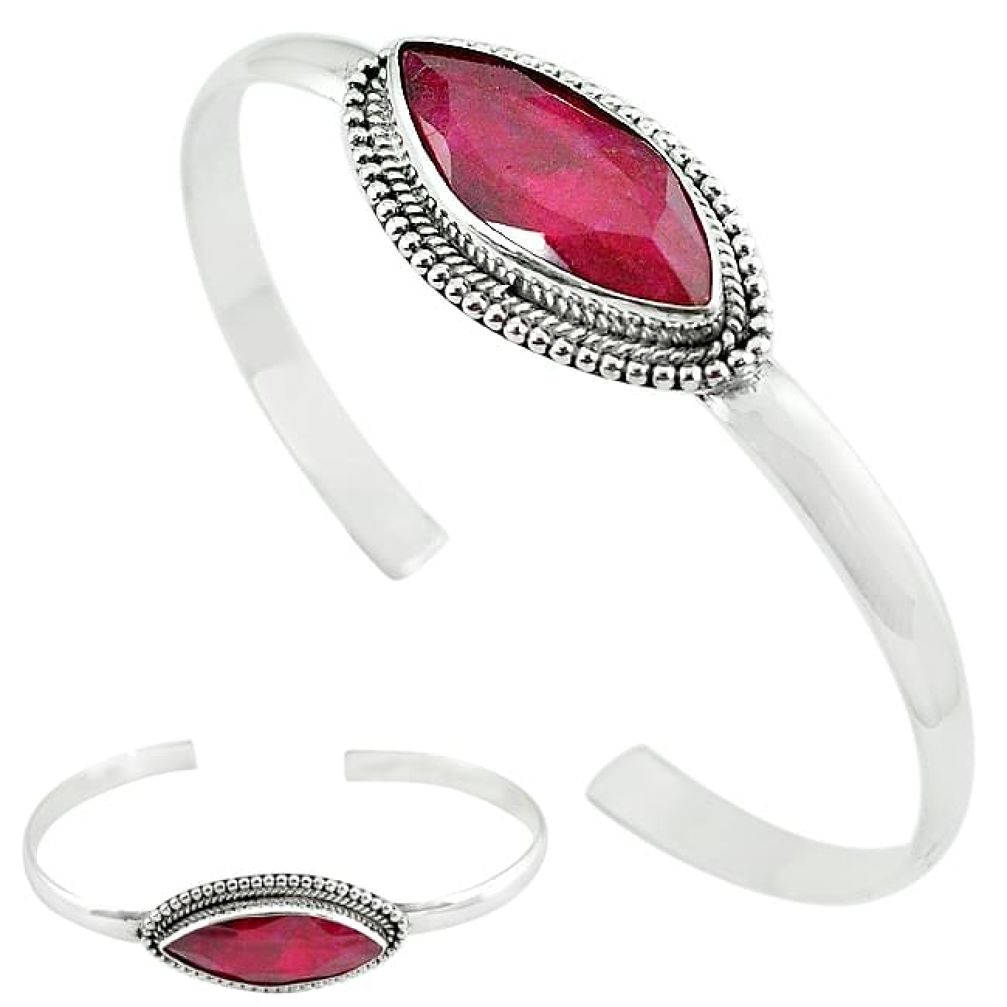 Natural red ruby 925 sterling silver adjustable bangle jewelry k61652