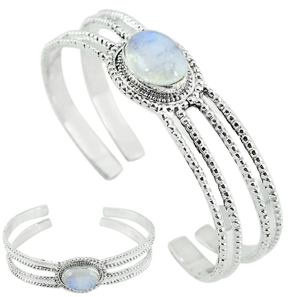 925 sterling silver natural rainbow moonstone adjustable bangle k61654