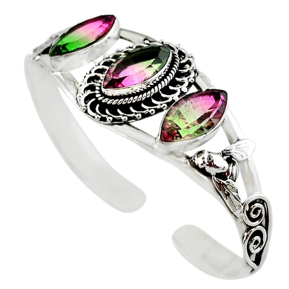 925 silver watermelon tourmaline (lab) adjustable bangle jewelry m10365