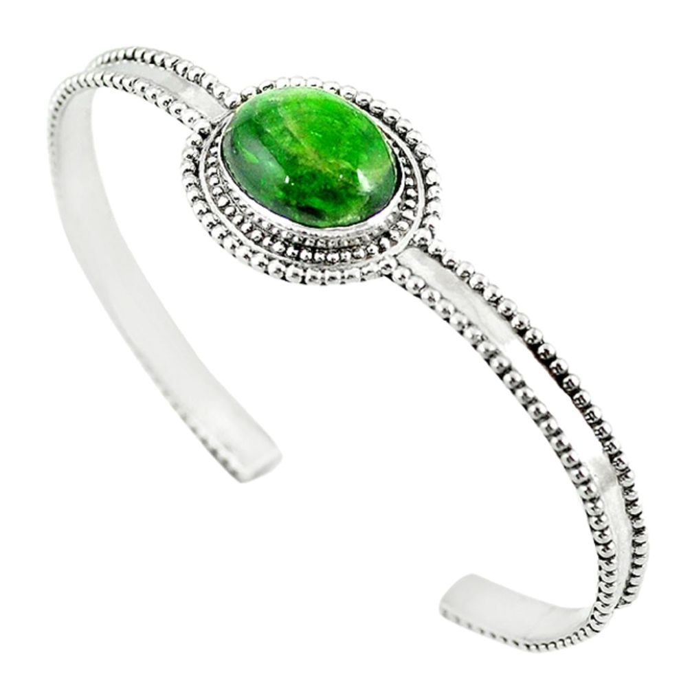 925 silver natural green chrome diopside adjustable bangle jewelry m13035