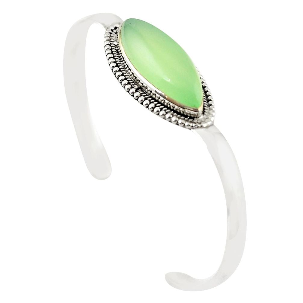 Natural green prehnite 925 sterling silver adjustable bangle jewelry m25001
