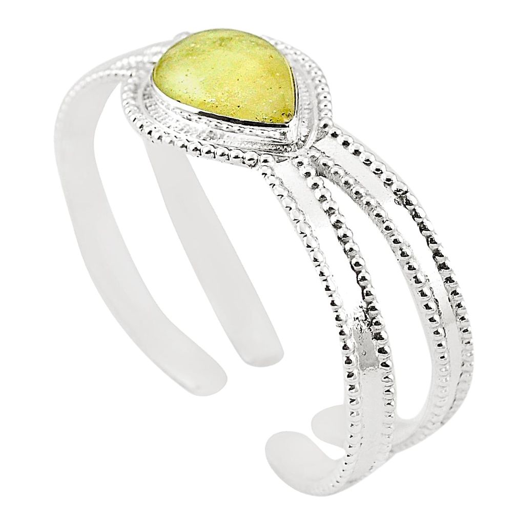 Natural libyan desert glass (gold tektite) 925 silver adjustable bangle m37825