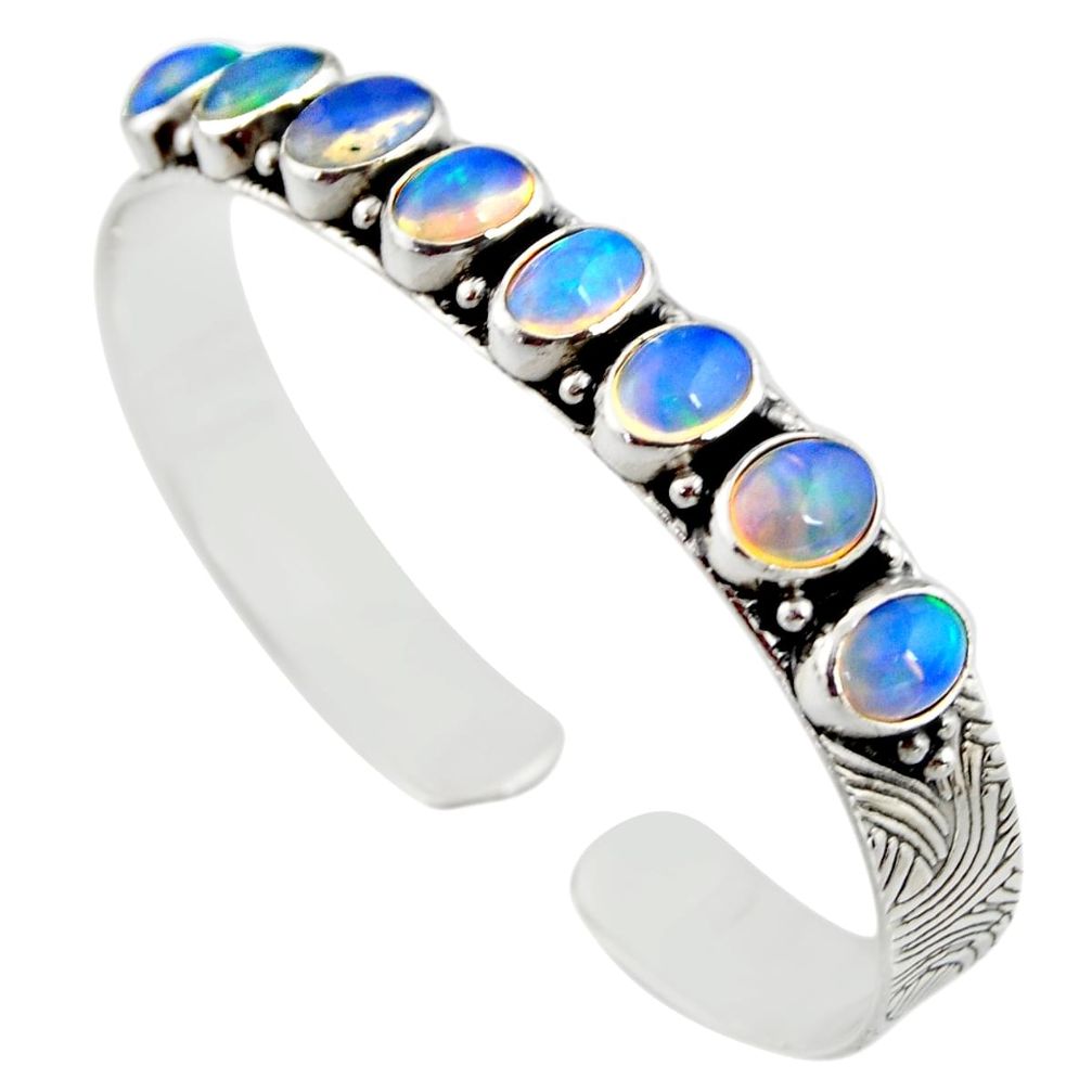 17.45cts natural ethiopian opal 925 sterling silver adjustable bangle r12306