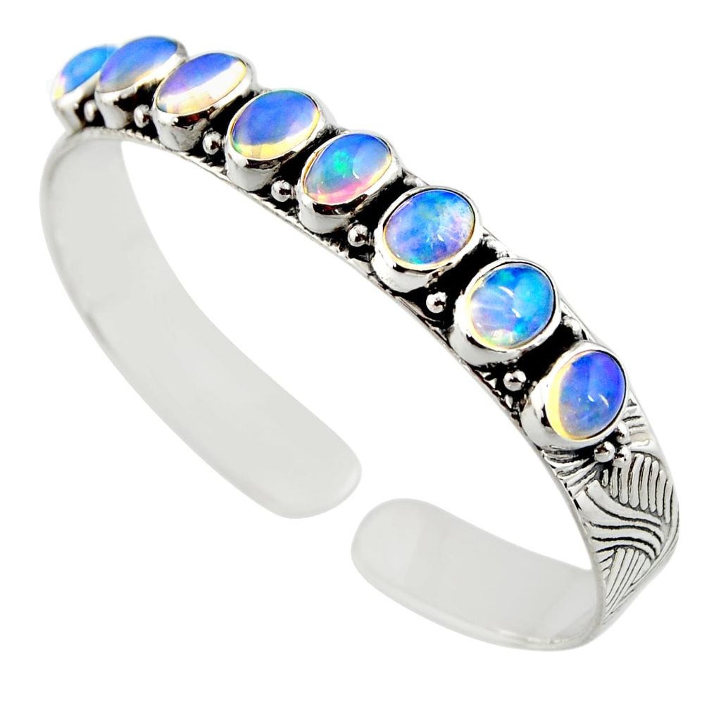 17.90cts natural multi color ethiopian opal 925 silver adjustable bangle r12311