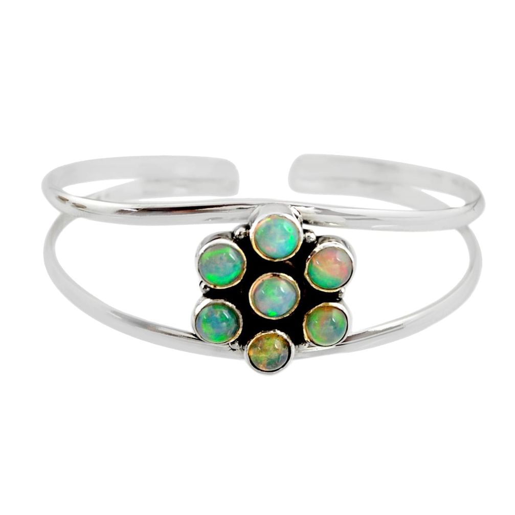 925 silver 9.29cts natural multi color ethiopian opal adjustable bangle r12332