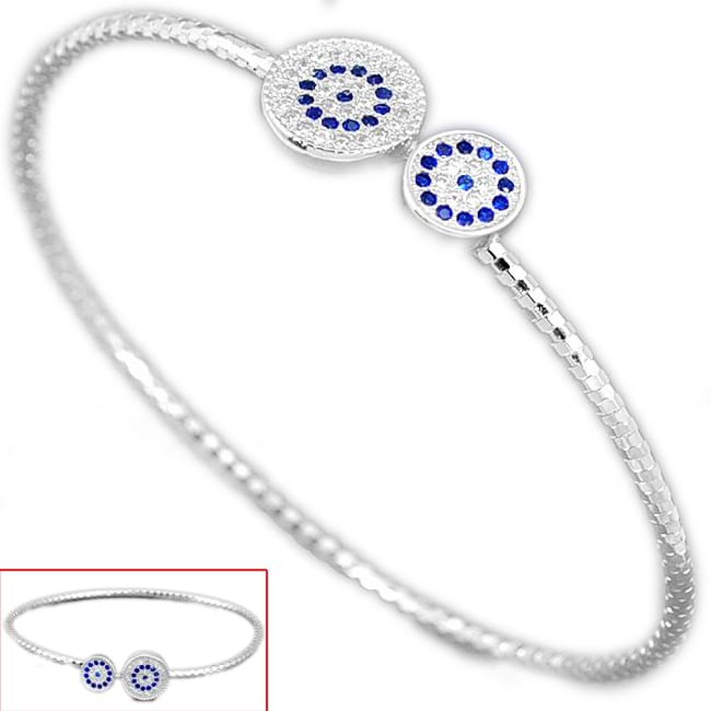 Blue sapphire quartz white topaz 925 sterling silver bangle jewelry h47973