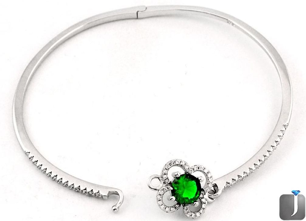 5.48cts FINE GREEN CHROME DIOPSIDE TOPAZ 925 STERLING SILVER BANGLE F9230