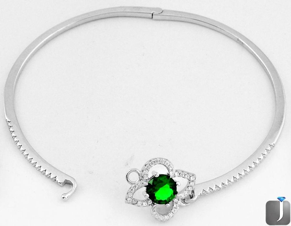 6.02cts FINE GREEN CHROME DIOPSIDE TOPAZ 925 STERLING SILVER BANGLE F9236