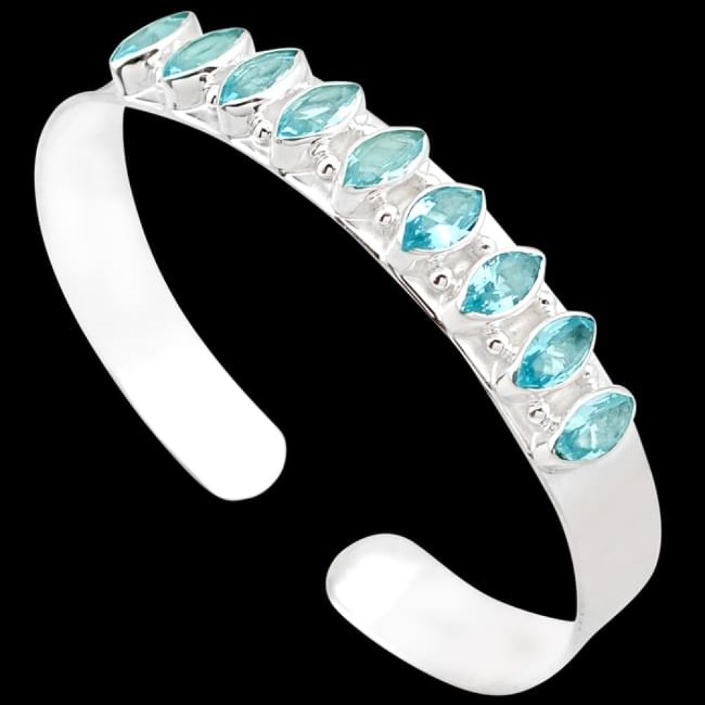 GORGEOUS NATURAL BLUE TOPAZ 925 STERLING SILVER CUFF BANGLE JEWELRY H42396