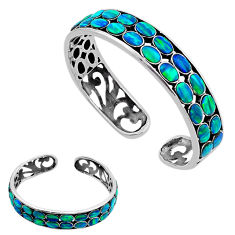 925 silver back closed fine northern lights aurora opal adjustable bangle c34916