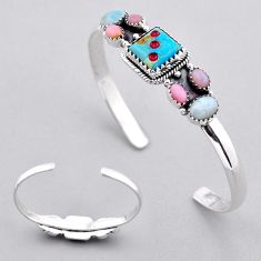 925 silver blue arizona mohave turquoise amazonite opal adjustable bangle n53496
