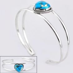 925 silver 12.13cts blue copper turquoise heart shape adjustable bangle t91614