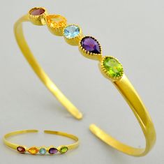 925 silver 6.81cts citrine garnet topaz peridot gold adjustable bangle u88279