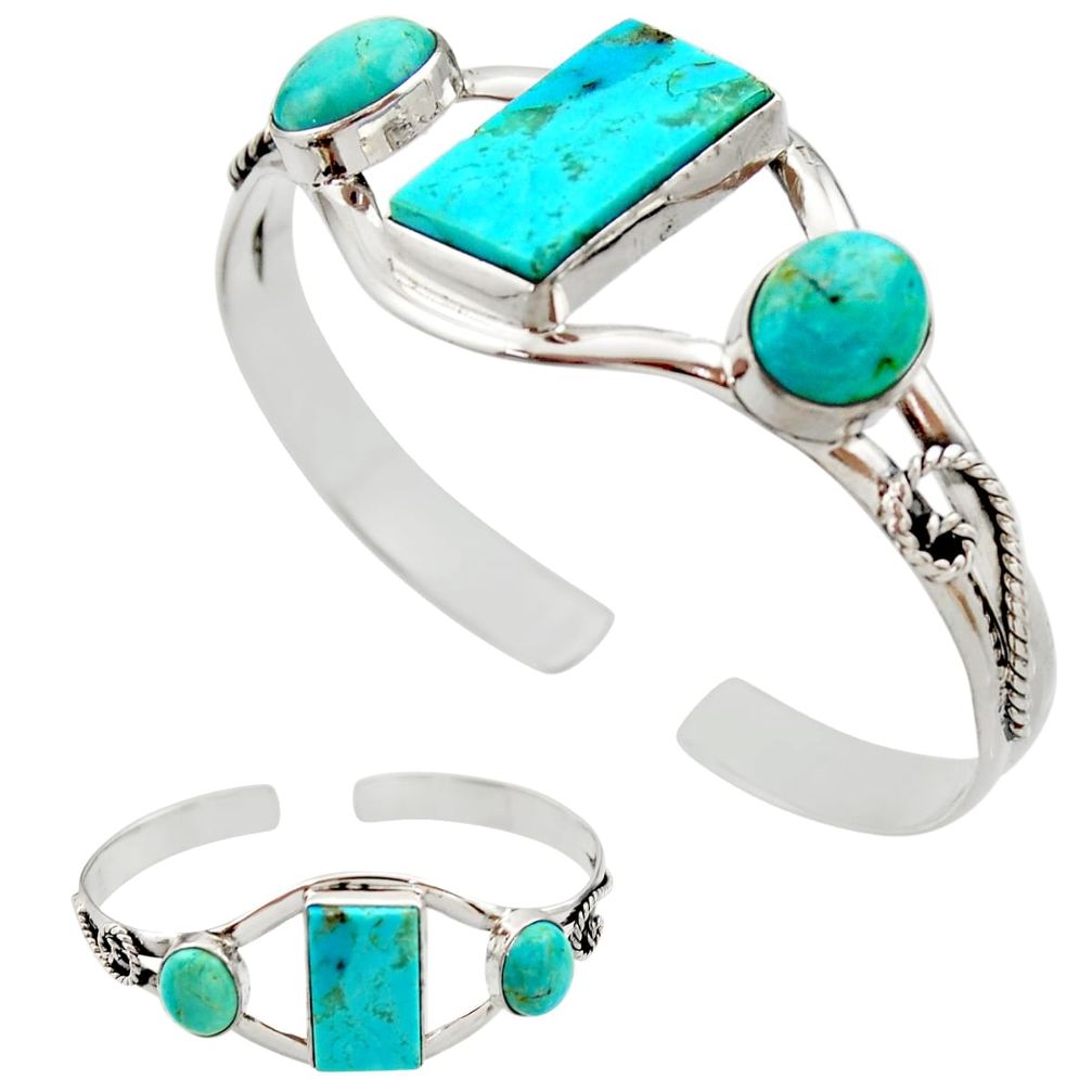 925 silver 24.16cts green arizona mohave turquoise adjustable bangle r27580
