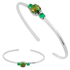 925 silver 3.94cts green copper turquoise chalcedony adjustable bangle y37846