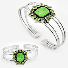 925 silver 32.83cts green copper turquoise peridot adjustable bangle c30791