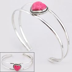 925 silver 15.04cts heart natural pink thulite adjustable bangle jewelry t91575
