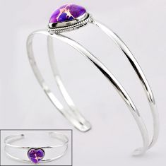 925 silver 13.68cts heart purple copper turquoise adjustable bangle t91591