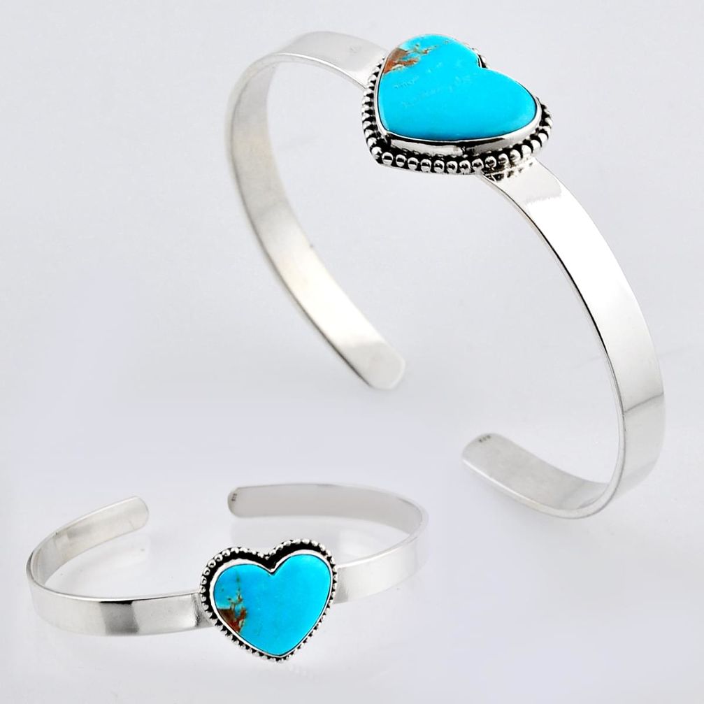 925 silver 14.37cts natural blue kingman turquoise adjustable bangle c31099