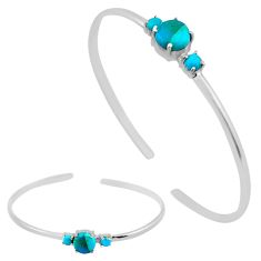 925 silver 3.85cts natural blue kingman turquoise round adjustable bangle y37849
