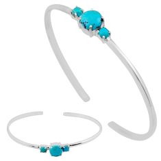 925 silver 3.75cts natural blue kingman turquoise round adjustable bangle y37851