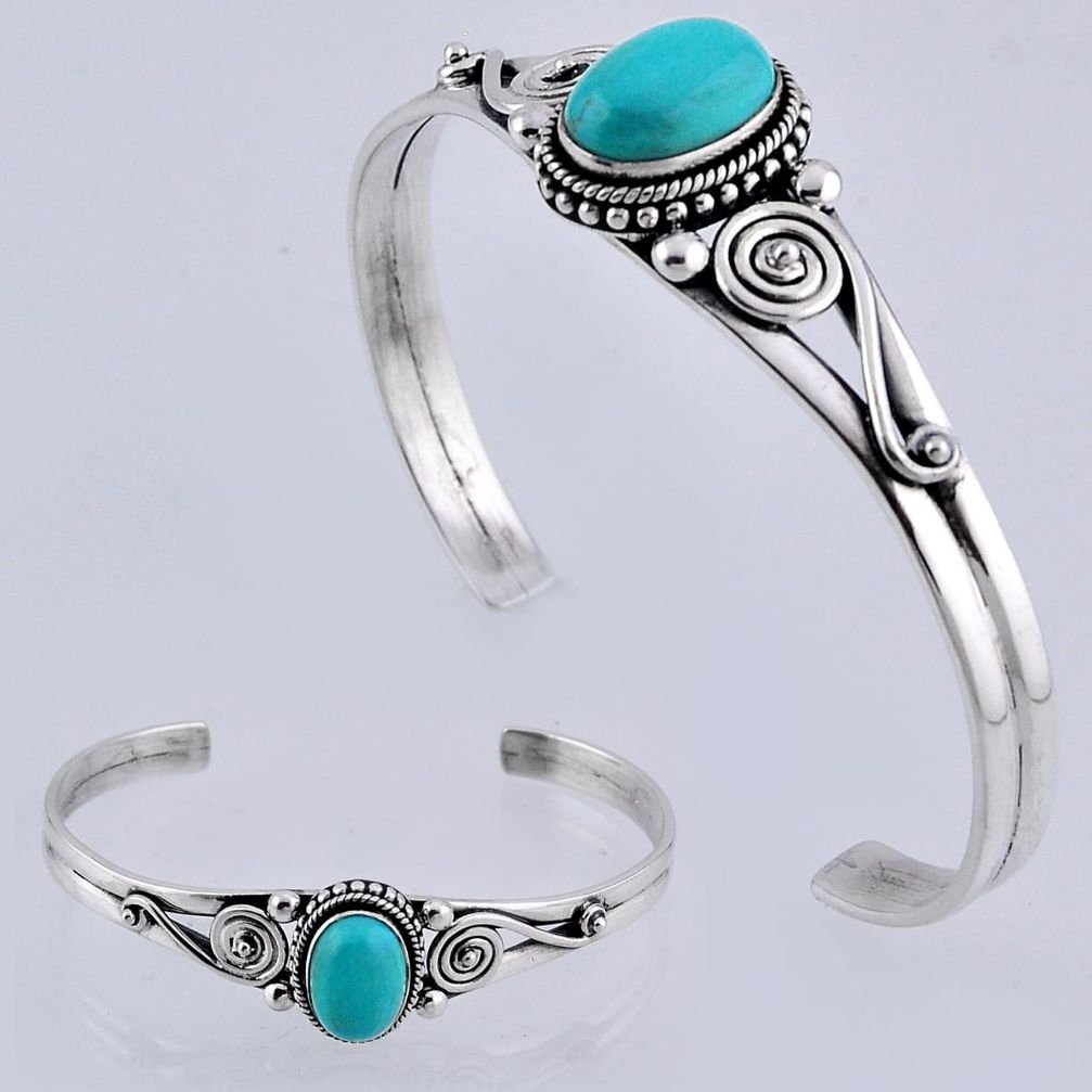 925 silver 5.89cts natural green peruvian amazonite adjustable bangle n32413