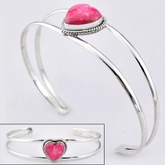 925 silver 12.30cts natural pink thulite heart shape adjustable bangle t91610