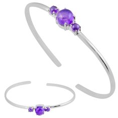 925 silver 3.94cts natural purple amethyst round shape adjustable bangle y37843