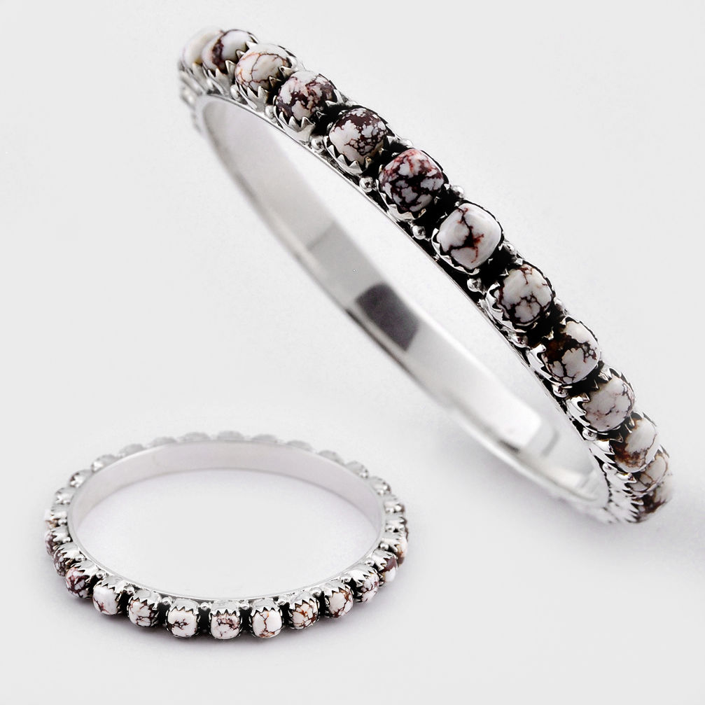 925 silver 33.35cts natural wild horse magnesite cushion bangle jewelry c34537
