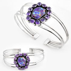 925 silver 29.30cts purple copper turquoise amethyst adjustable bangle c30783