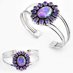 925 silver 31.03cts purple copper turquoise amethyst adjustable bangle c30796