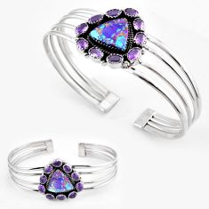925 silver 28.02cts purple copper turquoise amethyst adjustable bangle c30798