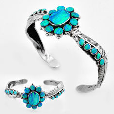 925 sterling silver 9.79cts blue australian opal (lab) adjustable bangle c32180