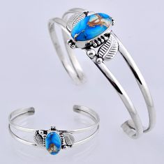 925 sterling silver 8.81cts kingman ice blue dahlia adjustable bangle n32408