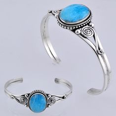 925 sterling silver 14.88cts natural blue larimar oval adjustable bangle n32414