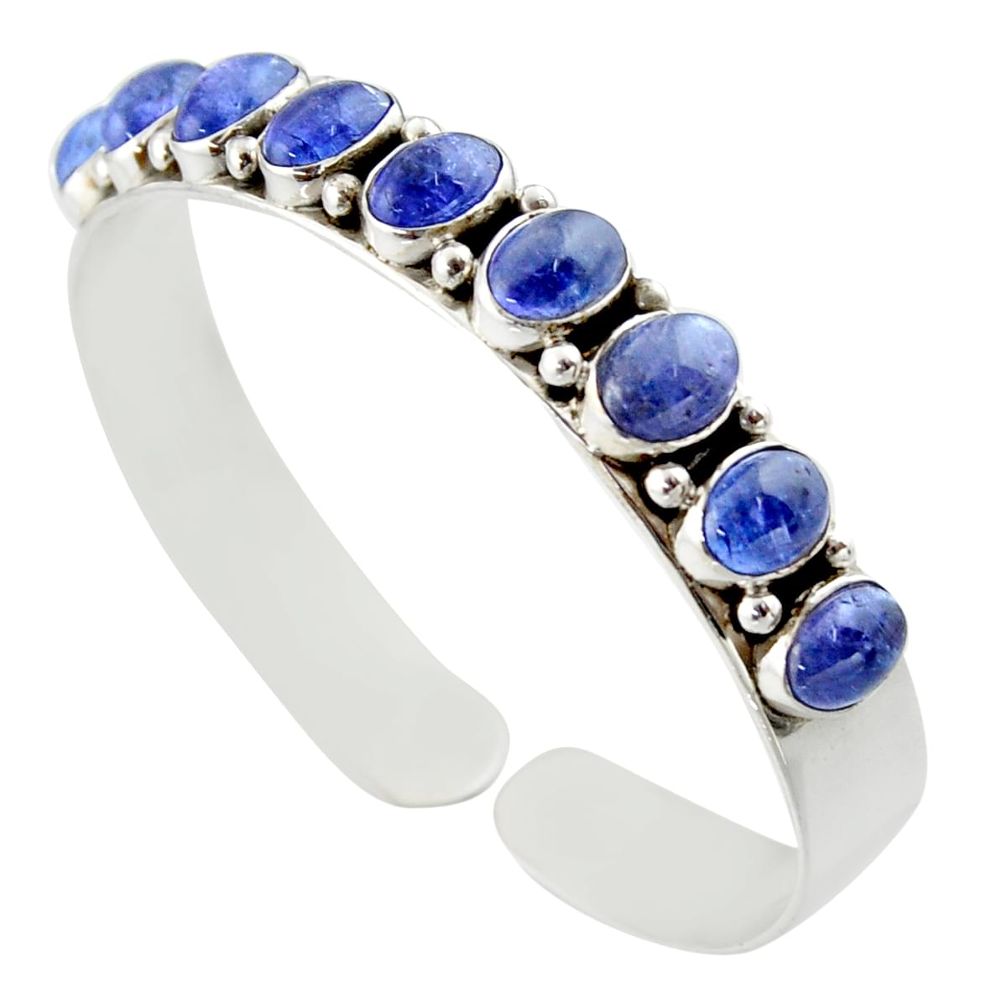 925 sterling silver 18.21cts natural blue tanzanite adjustable bangle d47190