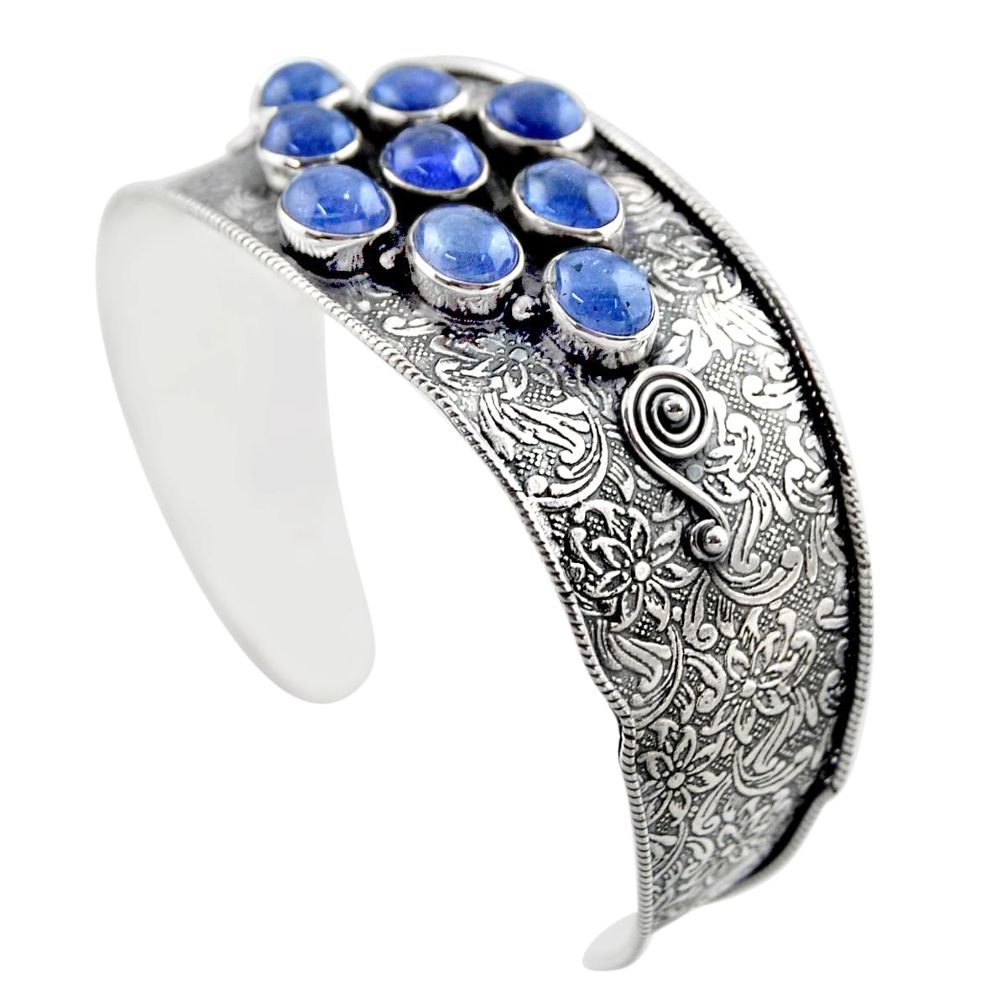 925 sterling silver 20.02cts natural blue tanzanite adjustable bangle r30745