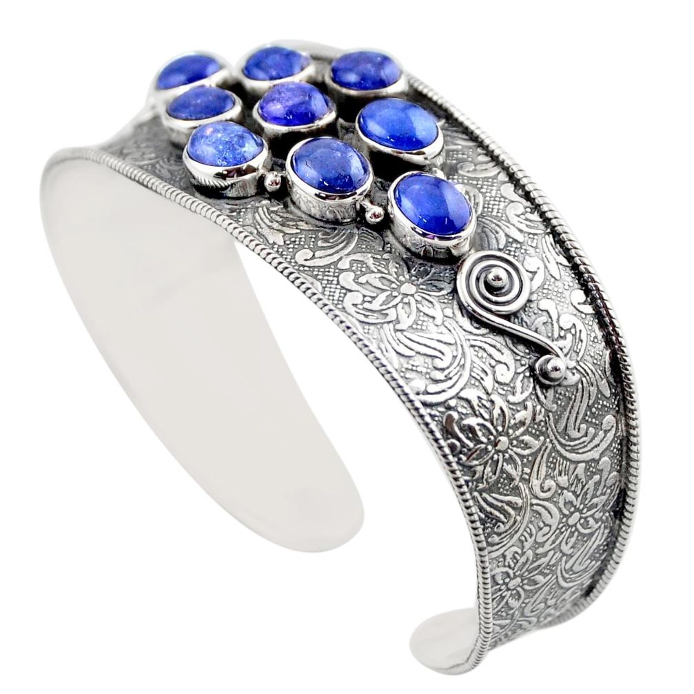 925 sterling silver 21.51cts natural blue tanzanite adjustable bangle r30753