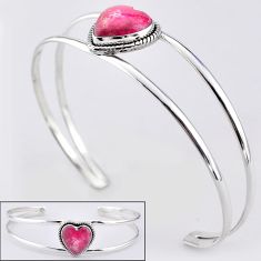 925 sterling silver 12.27cts natural pink thulite adjustable bangle t91611
