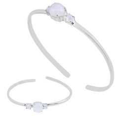 925 sterling silver 3.81cts natural rainbow moonstone adjustable bangle y37856