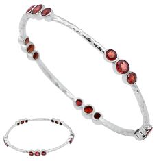925 sterling silver 9.37cts natural red garnet round bangle jewelry u84903