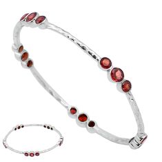 925 sterling silver 9.90cts natural red garnet round bangle jewelry u84919